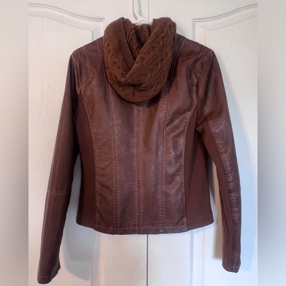 Maurice’s Cable Knit Hooded Faux Leather Jacket - Picture 2 of 7
